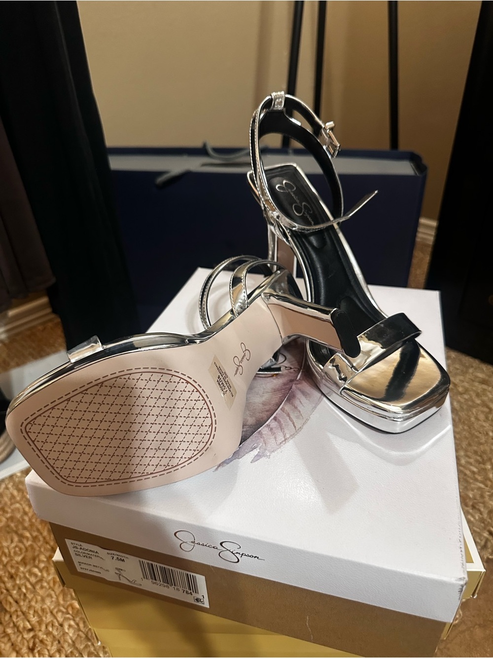 Jessica Simpson Metallic Silver Ankle-Strap Platform Heels - Picture 2 of 2